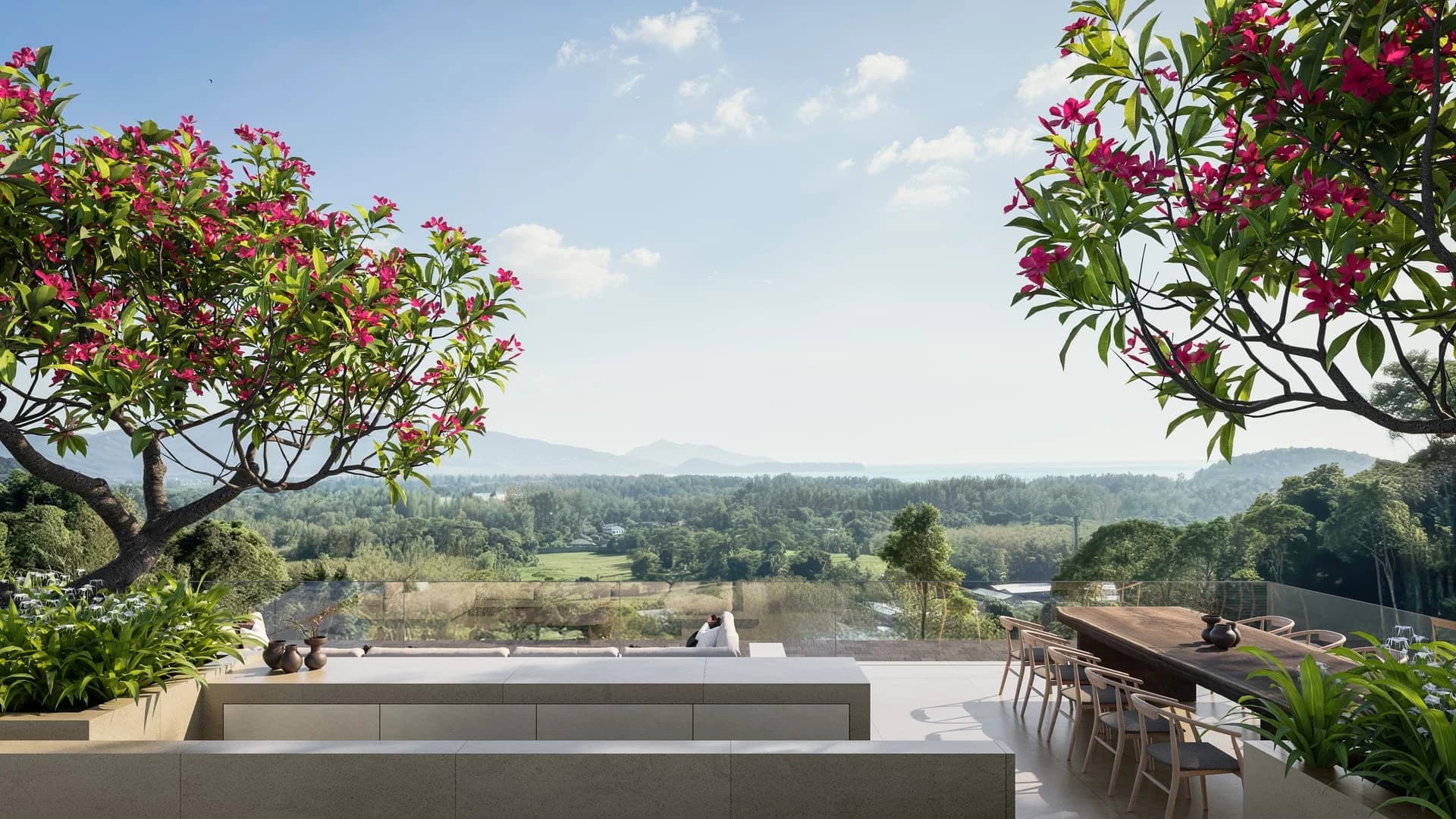 The pool under the frangipani, rendering